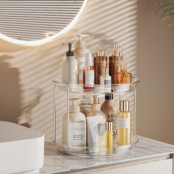 LAMU 4 Pack 2 Tier Lazy Susan Turntable Organizer 9.25'' Rotating Spice Rack - Image 5