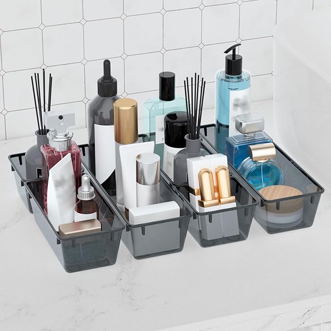 WOWBOX 6 Pack Clear Drawer Organizer Set, Acrylic Drawer Storage Trays - Image 6