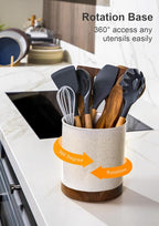 Nucookery 360°Rotating Utensil Holder, 7.2" Large Utensil Crock, Farmhouse - Image 3
