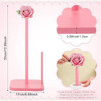 Leinuosen Pink Rose Paper Towel Holder Coquettish Cute Rose Wooden Paper Towel - Image 2