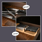 In-Drawer Knife Block with 5 Pieces Knives, Bamboo Knife Drawer Organizer - Image 5