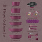 CAROTE 21pcs Pots and Pans Set, Nonstick Cookware Set Detachable Handle - Image 2