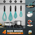 Walfos Silicone whisk, Whisks for Cooking Non Scratch, BPA Free whisk set of 4 - Image 5