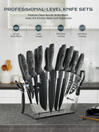 EUNA Knife Block Set, German High-Carbon Stainless Steel Knife Sets - Image 8