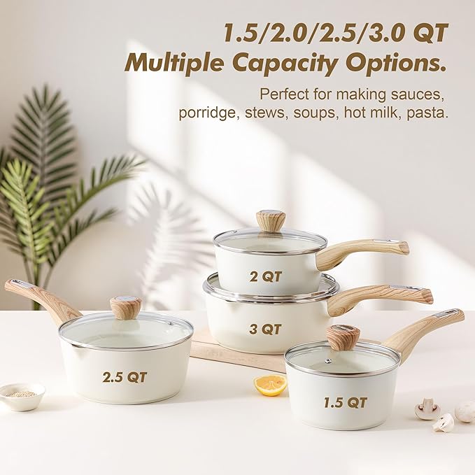 SENSARTE 2.0 & 3.0 Quart Ceramic Sauce Pan Sets - Image 3