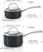 Cooks Standard Nonstick Sauce Pan Set, 1Qt & 2Qt Hard Anodized Saucepans - Image 2