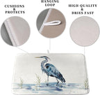 Summer Dish Drying Mat Blue White Heron Beach Absorbent Microfiber Drying Mats - Image 3