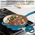 Hisencn Enameled Cast Iron Frying Pan Set, 3 Piece Set of Skillets, PFAS & PTFE - Image 3