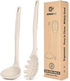 Silicone Pasta Fork and Soup Ladle Set, Heat Resistant Non Stick Kitchen by BUNDLEPRO