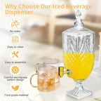 1.3 Gallon Glass Drink Dispenser, Glass Beverage Dispenser - Image 5