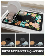 AMOAMI Coffee Mat Hide Stain Rubber Backed Absorbent Dish Drying Mat - Image 2