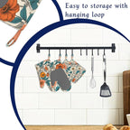 Vintage Floral Potholders & Oven Mitts Sets Abstract Flowers Silicone Heat - Image 3