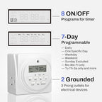 BN-LINK Indoor Digital Timer Outlet, Dual Outlet 7 Day Programmable Light Switch - Image 3