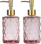 Glass Soap Dispenser with Gold Plastic Pump, 12oz Refillable Liquid Hand Soap by YYTSGG