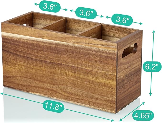 ALELION Acacia Wood Utensil Holder Organizer - Image 7
