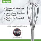 Tovolo Whisk 9 Inch Heavy Duty Silicone Wire Stainless Steel Whisker - Image 3