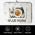 Winter Gnome Dish Drying Mat for Kitchen Counter 16x18 Christmas Snowflakes - Image 4