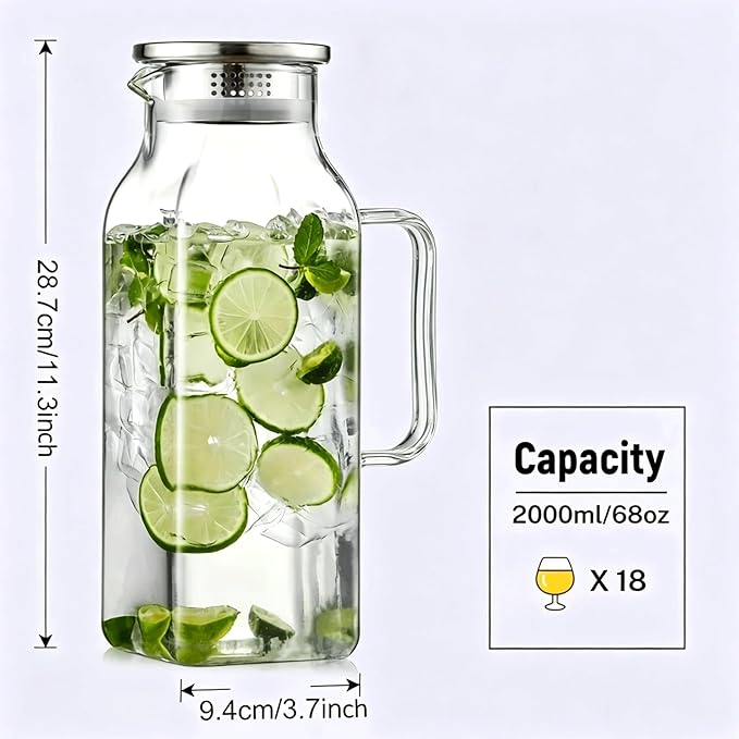 2 Pack 2 Liters/68 oz Square Glass Pitcher - Image 2