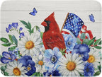 4th of July Dish Drying Mat for Kitchen Counter Cardinal Patriotic Flowers by Unknown