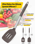 Pack of 2 Silicone Solid Turner, Non Stick Slotted Kitchen Spatulas, High Heat - Image 2