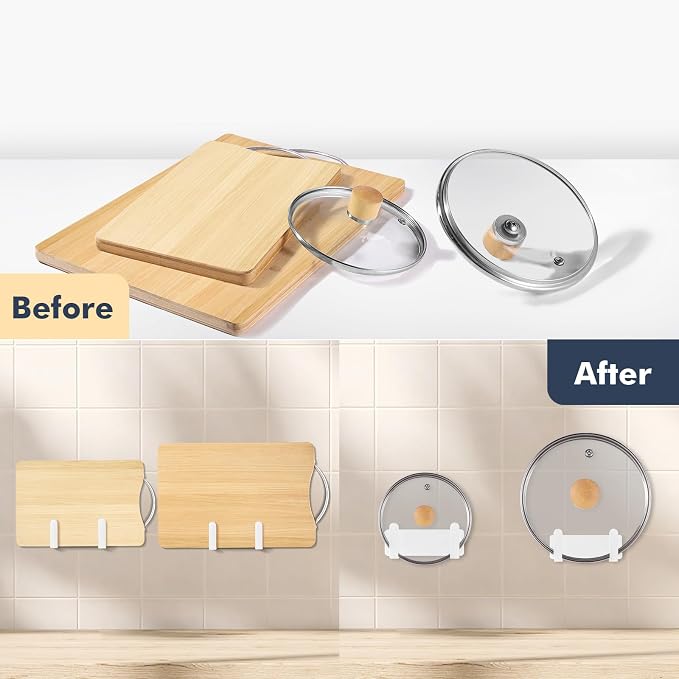 Pot Lid Rack, Wall Mounted 304 Stainless Steel Pan Lid Organizer Holder - Image 8