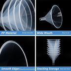 8 Pcs 6 Inch Wide Mouth Plastic Large Funnels, Easy and Smooth Content Transfer - Image 3