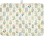 Floral Dish Drying Mat for Kitchen Counter Spring Summer Wild Flowers Diamond by Unknown