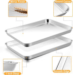 TeamFar Baking Pan with Rack Set, Stainless Steel Cookies Sheet Baking Tray Pan - Image 3