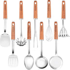 9PCS 18/8 Stainless Steel Kitchen Utensils Set, Heavy Duty Wooden Handle by Unknown