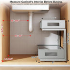 2 Packs 21IN Depth Under Sink Organizer, 2-Tier Pull Out Cabinet Organizer - Image 2