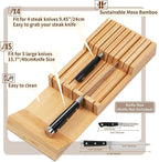 Utoplike Knife Drawer Organizer Bamboo Knives Block - Image 4