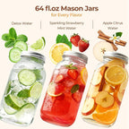 ComSaf Half Gallon Mason Jar 64oz 3Pcs, Wide Mouth Mason Jars - Image 5