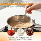 HOTEC Mini Whisks Anti-Rust 304 Stainless Steel Set of 2-5“ & 7", Small Whisk - Image 5