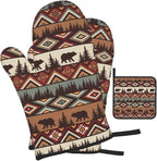 Vintage Rustic Oven Mitts and Pot Holders Sets of 3 Heat Resistant Hot Pads - Image 2