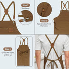 RUVANTI Work Aprons for Men, Oil & Water Repellent, PolyCotton Cross Back - Image 4