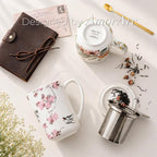 AmorArc Porcelain Tea Mug with Infuser and Lids, 18 Oz Coffee Cup Strainer with - Image 5