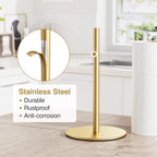 Gold Free-Standing Paper Towel Holder, Premium Stainless Steel Towel Holder - Image 3