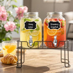 DHSBTLS 1 Gallon Glass Drink Dispensers, 2 Pack Clear Beverage Dispenser - Image 7