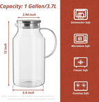 1 Gallon Glass Pitcher with Lid and Handle, Glass Water Carafe - Image 2