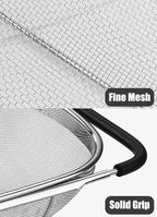 Fine Mesh Colander Over The Sink 6 Quart Stainless Steel Strainer Basket & - Image 3