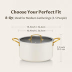 BEZIA 8 Quart Ceramic Stock Pot, Non Toxic Soup Pots - Image 2