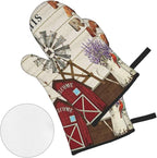 Oven Mitts and Pot Holders Sets of 4, Farmhouse Windmill and Barn House - Image 3