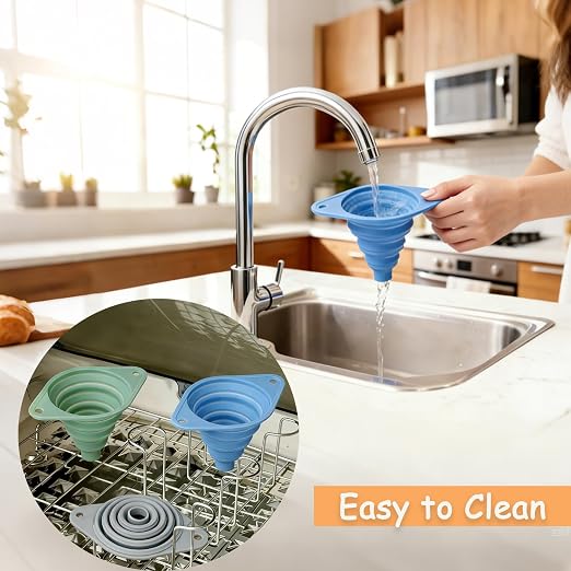 Kitchen Funnel Set 3 Pack, Collapsible Silicone Funnel - Image 7