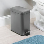 mDesign Small Modern 1.3 Gallon Rectangle Metal Lidded Step Trash Can, Compact - Image 3