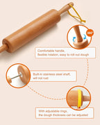 Classic Wood Rolling Pin, Pasta Roller - Image 3