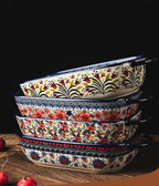 Vintage Style Pottery Bakeware Ceramic Casserole Dish Baking Pan Lasagna Pans - Image 5