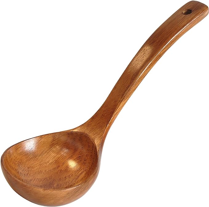 FJNATINH Wooden Ladle with Long Handle, Handmade Soup Ladle by HOMEKITCHENTOOL