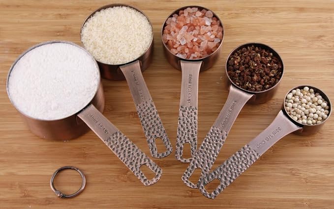 Copper Measuring Cups and Spoons Set, Metric & US Stainless Steel 5 Measuring - Image 5