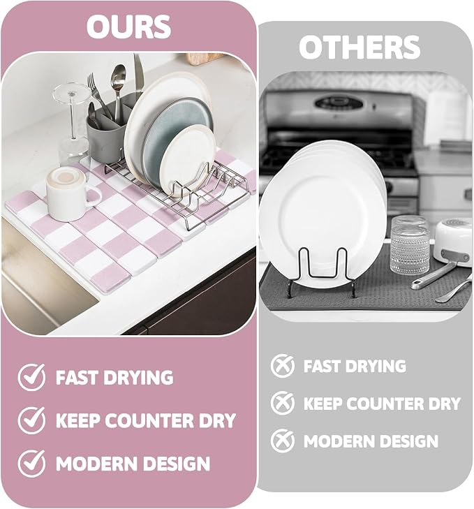 Yamaziot Stone Drying Mat for Kitchen Counter, Quick-Dry Diatomaceous Earth Mat - Image 7