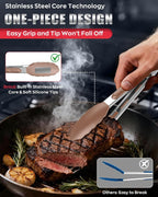 600ºF Heat Resistant Kitchen Tongs, Premium Locking Cooking Tongs - Image 5